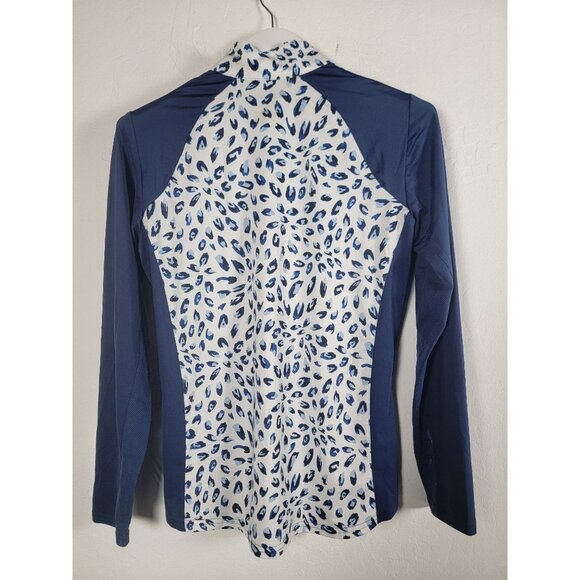 SanSoleil Womens UV 50 Solcool Print 1/4 Zip Mock Top Medium Pullover Stretch - Picture 2 of 8